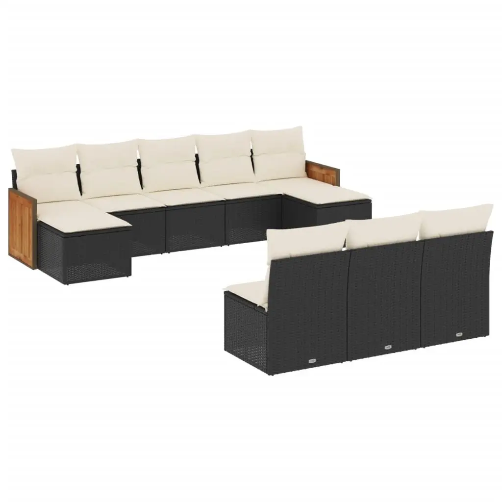 Garden Sofa Set Modular Outdoor Furniture 10 Piece Black Poly Rattan