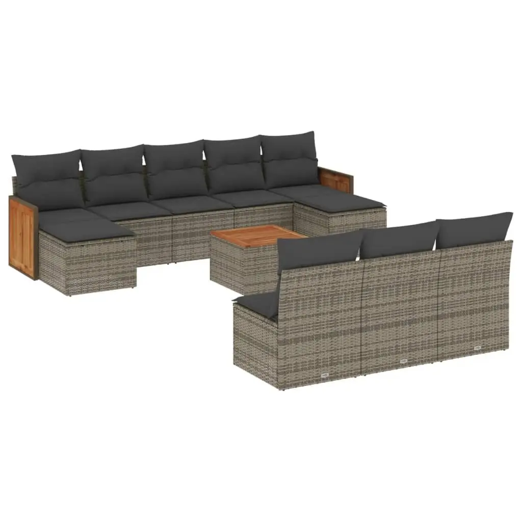 Garden Sofa Set Modular Outdoor Furniture 11 Piece Grey Poly Rattan Patio Lounge