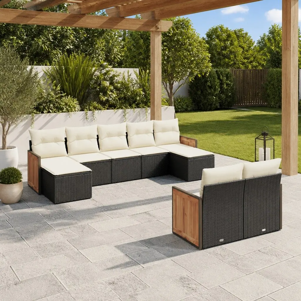 Garden Sofa Set 9 Piece Outdoor Furniture Patio Seating Black with Cushions