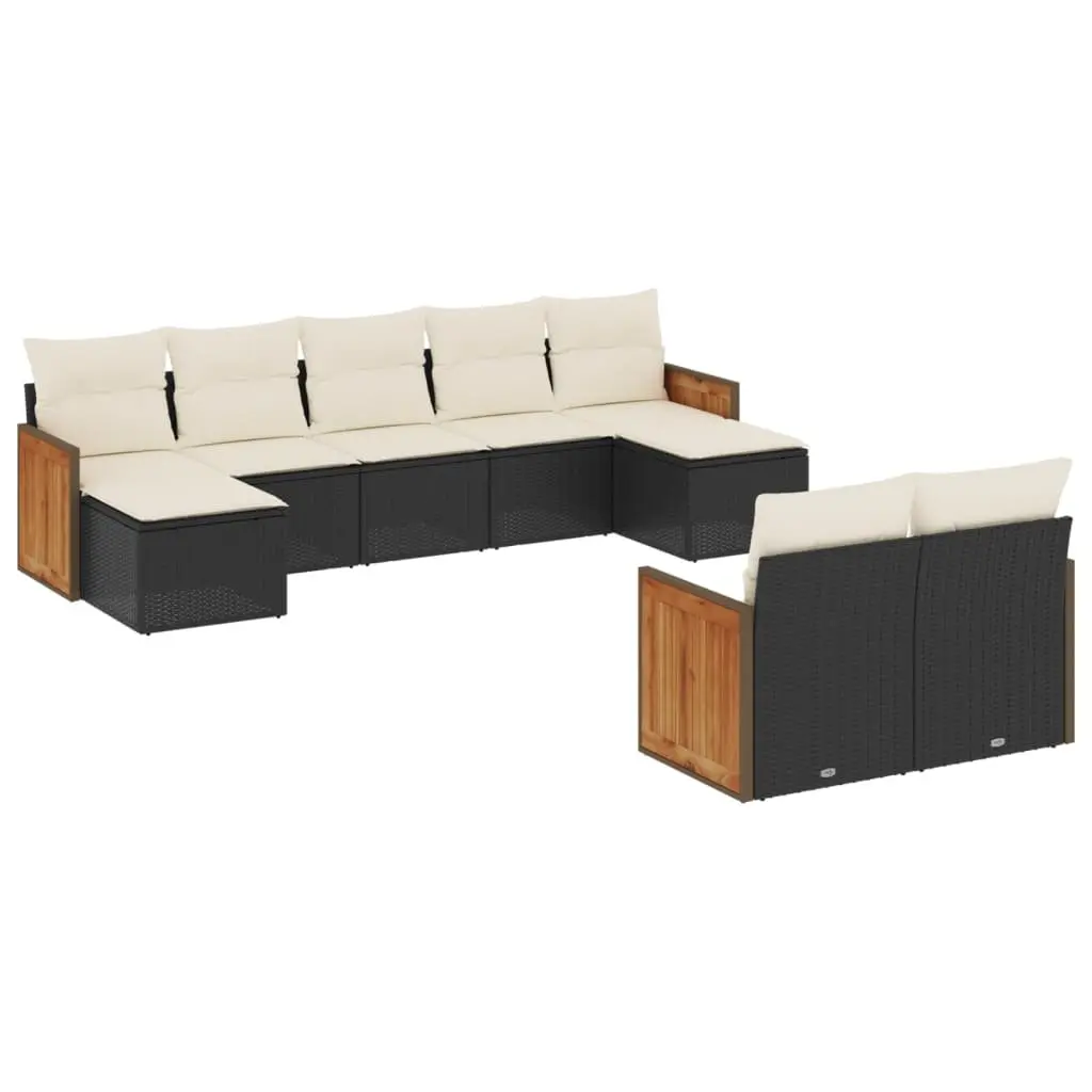 Garden Sofa Set 9 Piece Outdoor Furniture Patio Seating Black with Cushions
