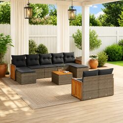 Comfortable 10 Piece Grey Sofa Set for Outdoor Use