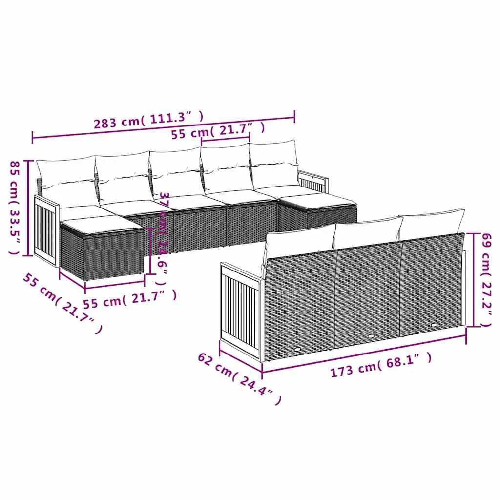 10 Piece Garden Sofa Set with Comfort in Mind