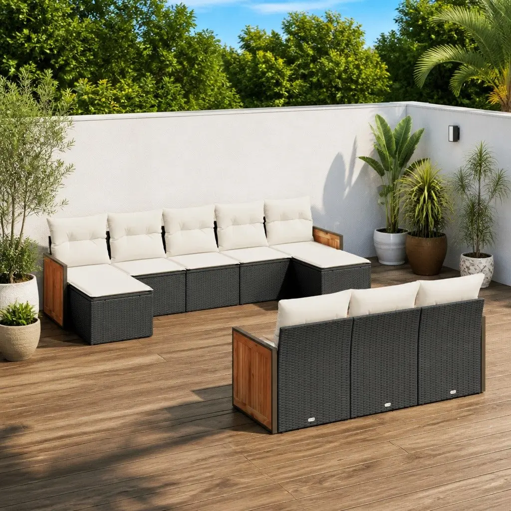 Garden Sofa Set 10 Piece Outdoor Furniture Patio Seating Black