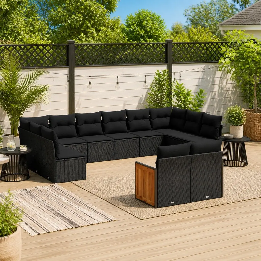 Garden Sofa Set 12 Piece Outdoor Furniture Patio Black Modular Seating
