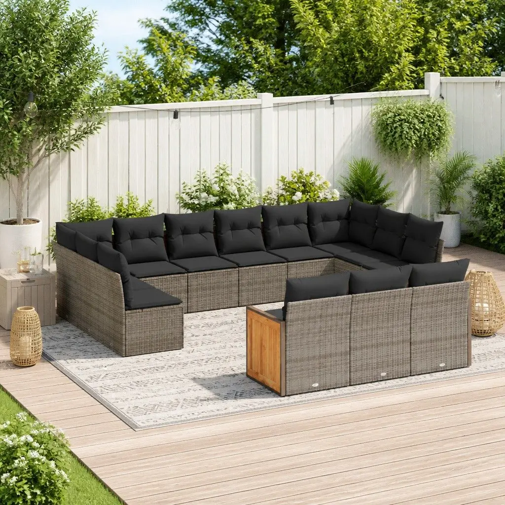 Garden Sofa Set 13 Piece Outdoor Furniture Grey Poly Rattan Patio Seating