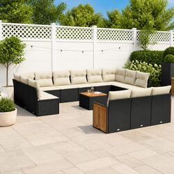 Stylish 14-Piece Modular Garden Sofa Set in Black