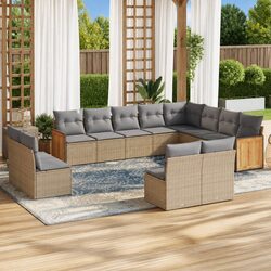Comfortable and Reliable 12-Piece Outdoor Sofa Set in Beige