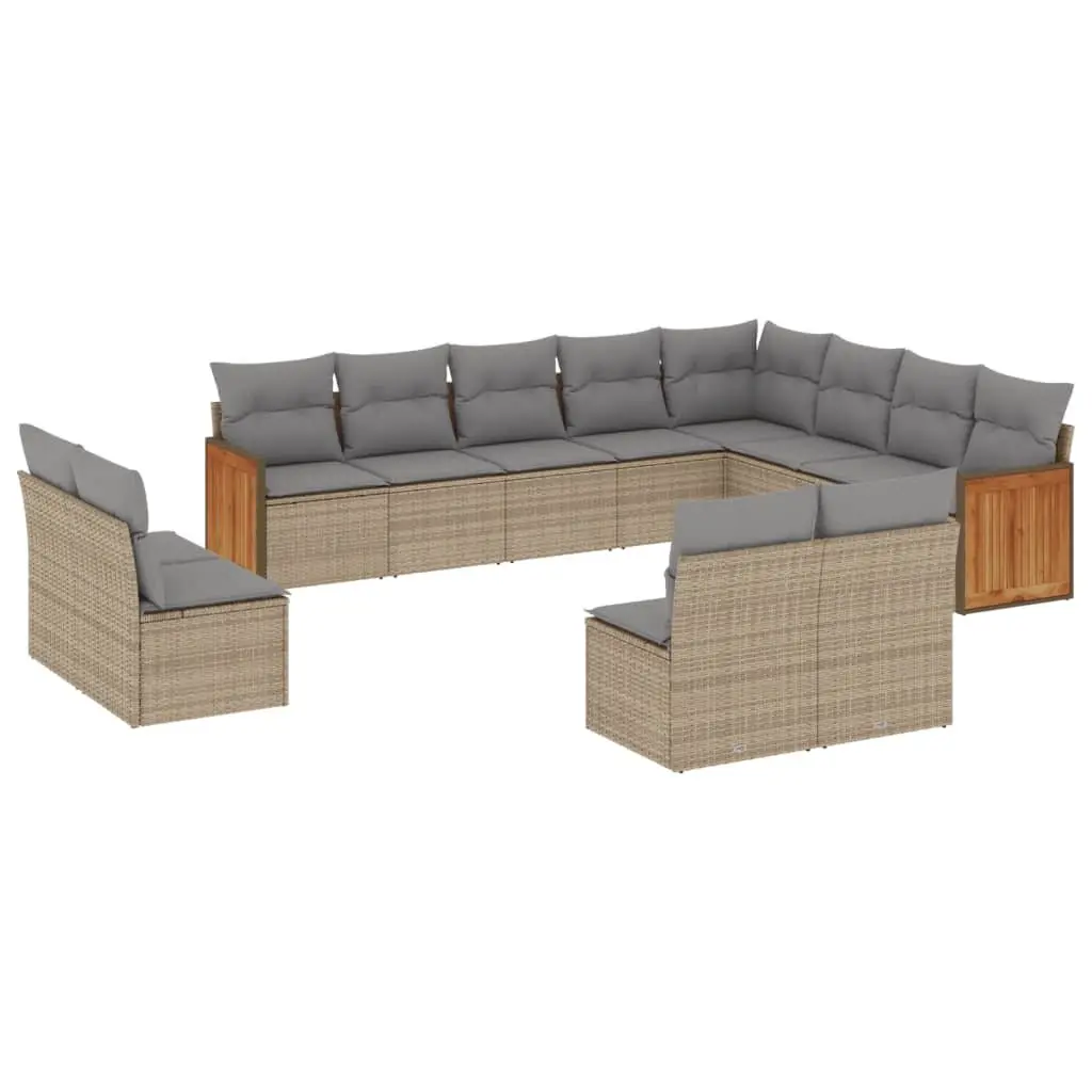 Garden Sofa Set Modular Outdoor Furniture 12 Piece Beige with Cushions