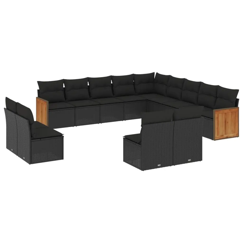 Garden Sofa Set Modular Outdoor Furniture 13 Piece Black PE Rattan Seating