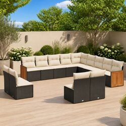 Reliable 13-Piece Black Garden Sofa Set for Outdoor Comfort