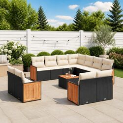 Comfortable 12-Piece Black Patio Sofa Set