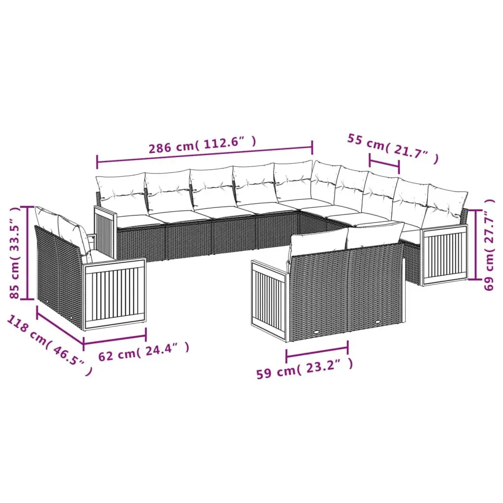 Outdoor Garden Sofa Set 13 Piece Modular Lounge Suite Beige