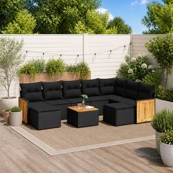 Comfortable 10-Piece Black Garden Sofa Set for Your Home