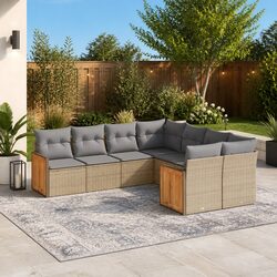 Value and Comfort in a Beige 8-Piece Garden Sofa Set