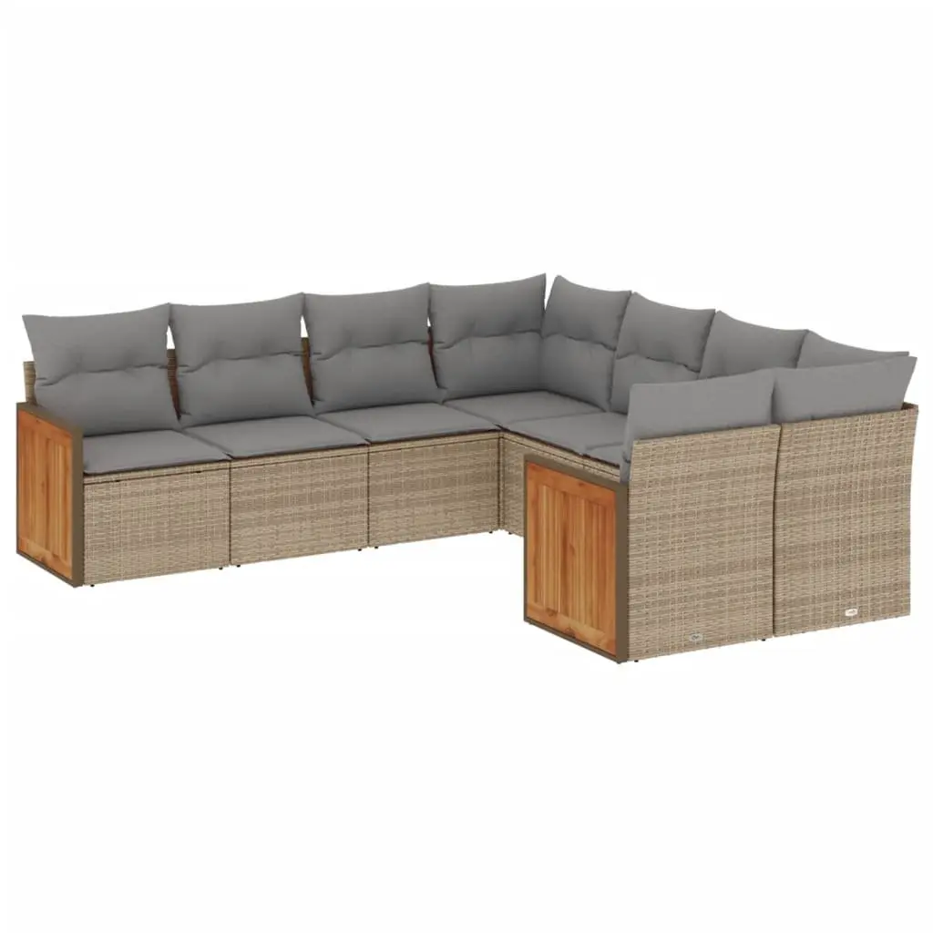 Garden Sofa Set 8 Piece Outdoor Furniture Modular Beige Cushions