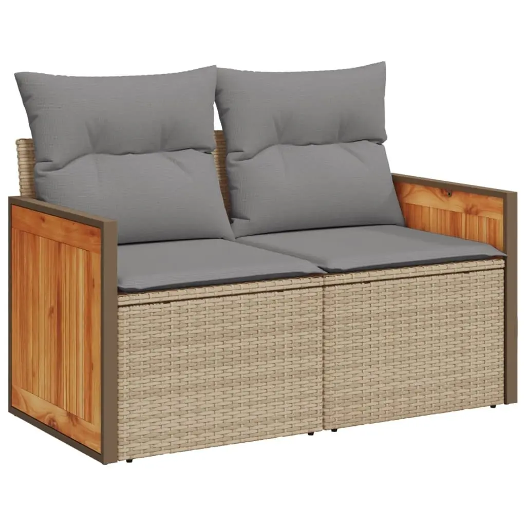 Garden Sofa Set 8 Piece Outdoor Furniture Modular Beige Cushions