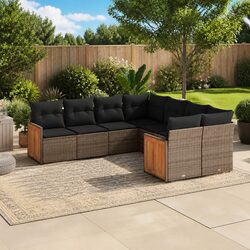 Comfortable 8 Piece Garden Sofa Set in Grey for Value