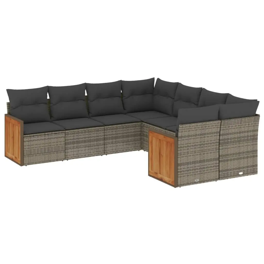 Garden Sofa Set Modular Outdoor Furniture 8 Piece Grey Poly Rattan