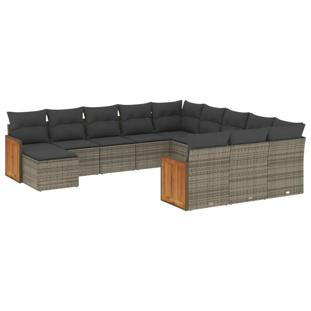 Garden Sofa Set 12 Piece Outdoor Furniture Grey Modular Patio Lounge Cushions