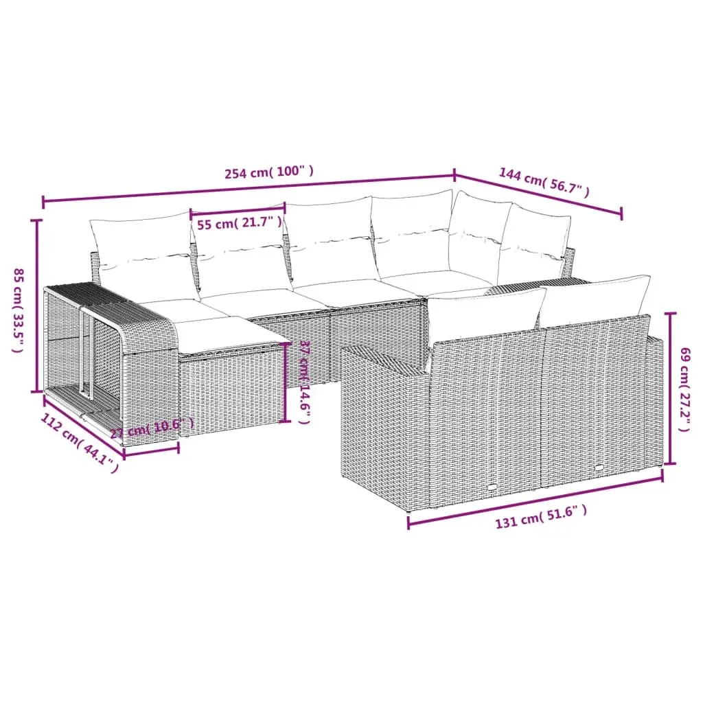 10-Piece Sofa Set for Outdoor Comfort