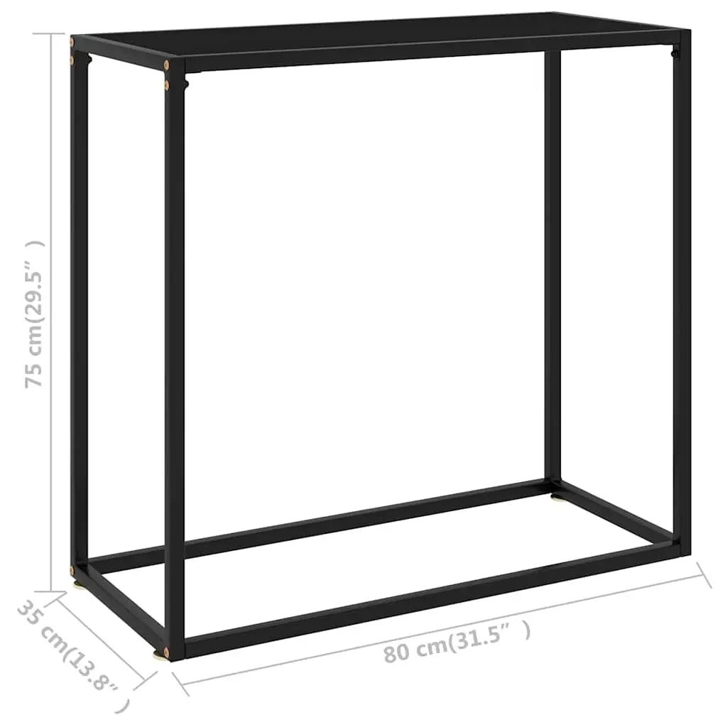Console Table Black Tempered Glass Steel Frame Modern Side End Table 80x35x75cm
