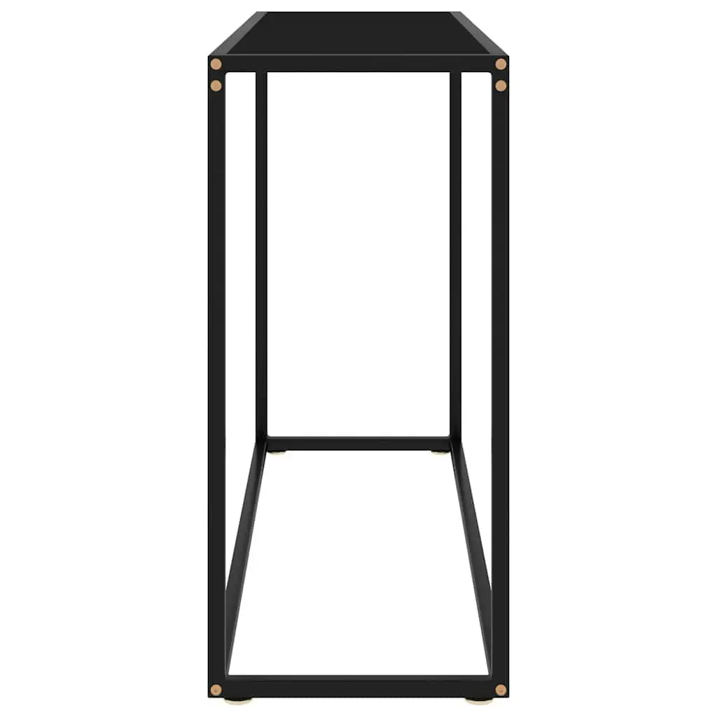 Console Table Black Modern Tempered Glass Steel End Table Side Living Room