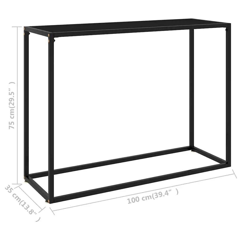 Console Table Black Modern Tempered Glass Steel End Table Side Living Room