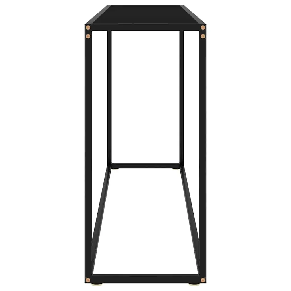 Console Table Black Modern Design Tempered Glass Steel Frame Side End Table