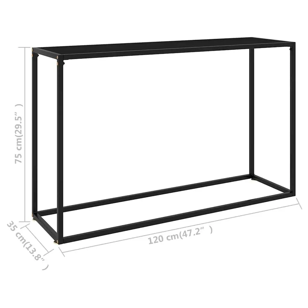 Console Table Black Modern Design Tempered Glass Steel Frame Side End Table
