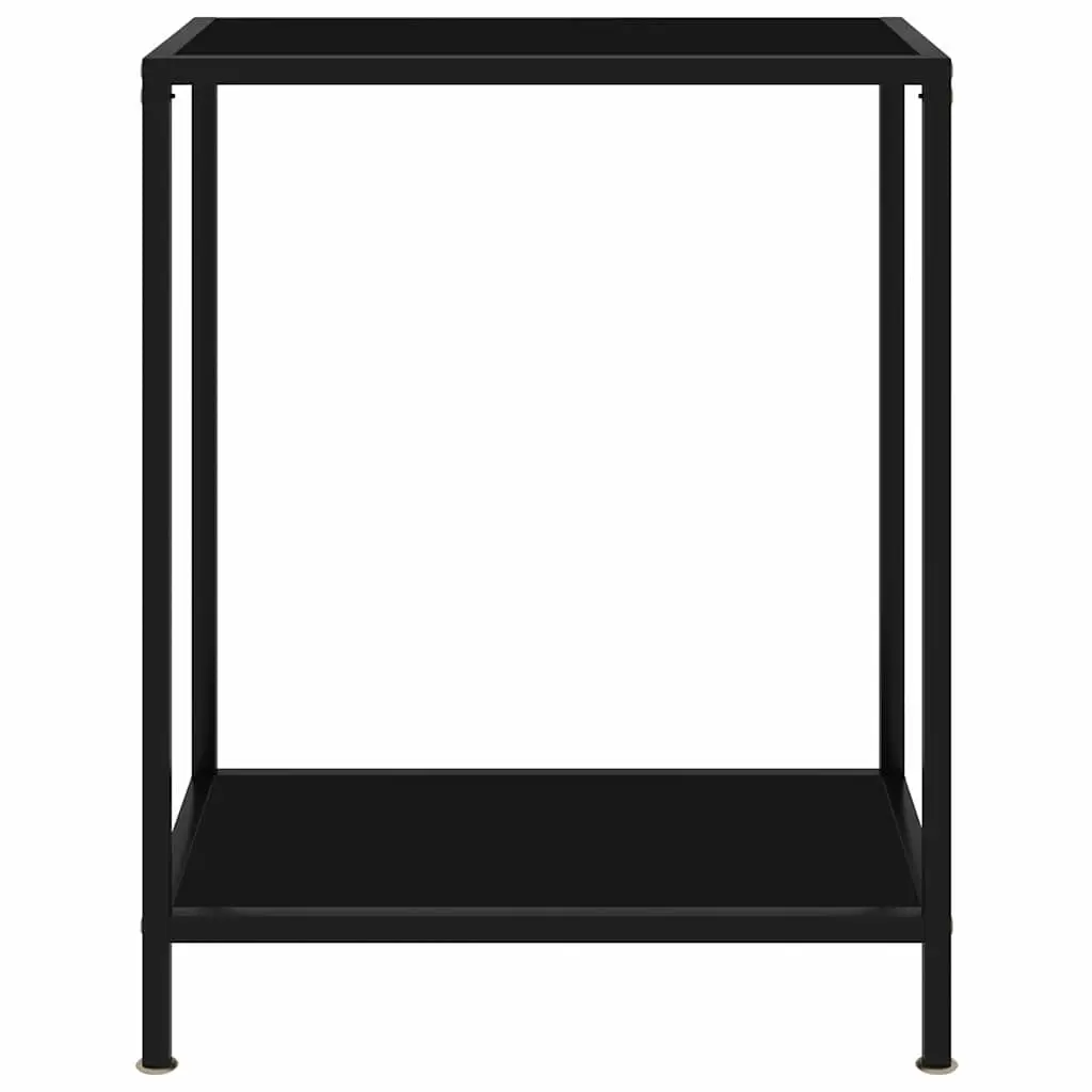 Console Table Storage Shelf Black Tempered Glass Steel Frame 60 x 35 x 75 cm