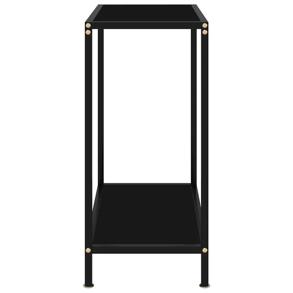 Console Table Storage Shelf Black Tempered Glass Steel Frame 60 x 35 x 75 cm