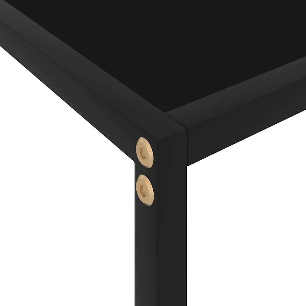 Console Table Storage Shelf Black Tempered Glass Steel Frame 60 x 35 x 75 cm