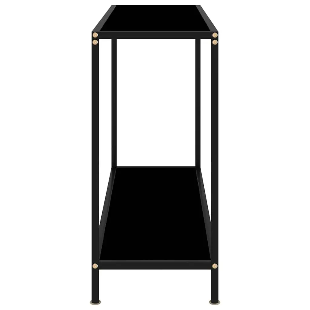 Console Table Black Tempered Glass Accent Side End Table Storage Shelf