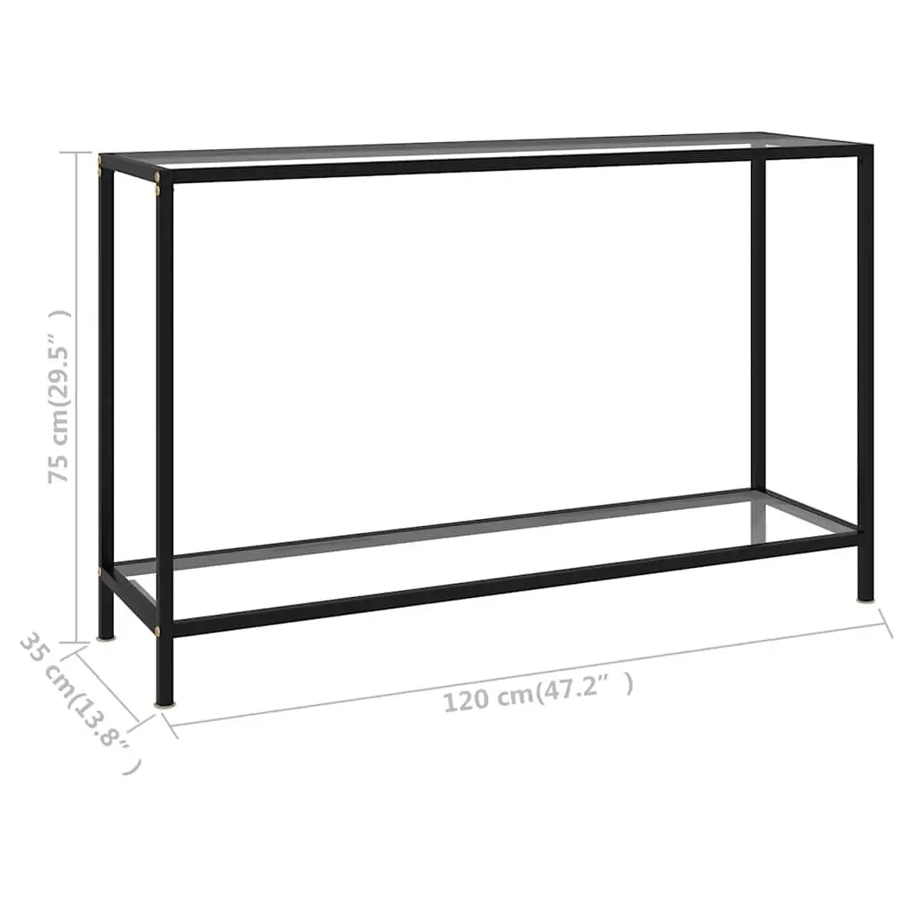 Console Table Tempered Glass Top Storage Shelf 120cm Transparent