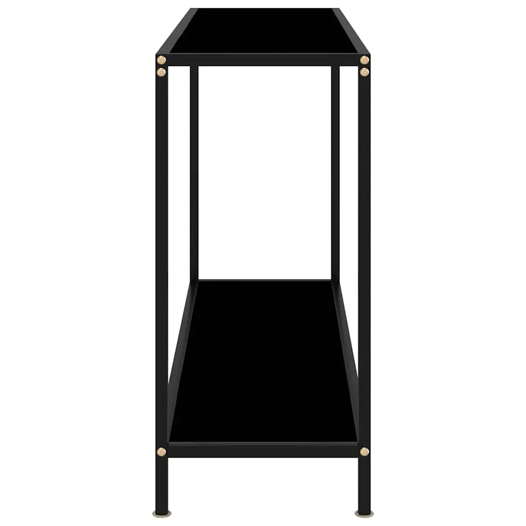Console Table Black Glass Top Steel Frame Side Accent End Table 120x35x75cm