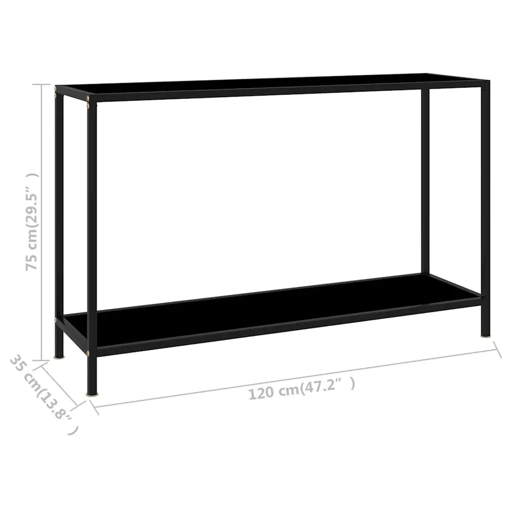 Console Table Black Glass Top Steel Frame Side Accent End Table 120x35x75cm