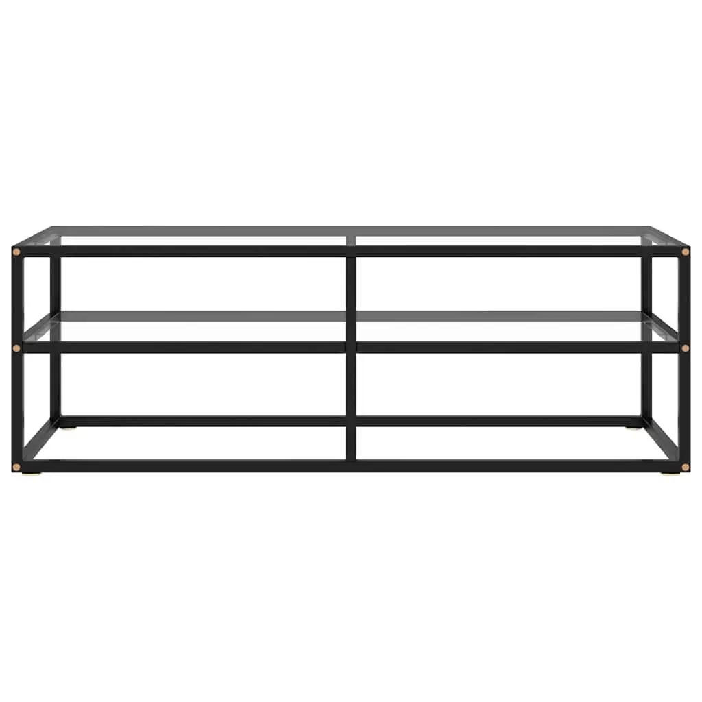 Black TV Stand with Tempered Glass Shelves for Living Room Furniture 120x40x40cm