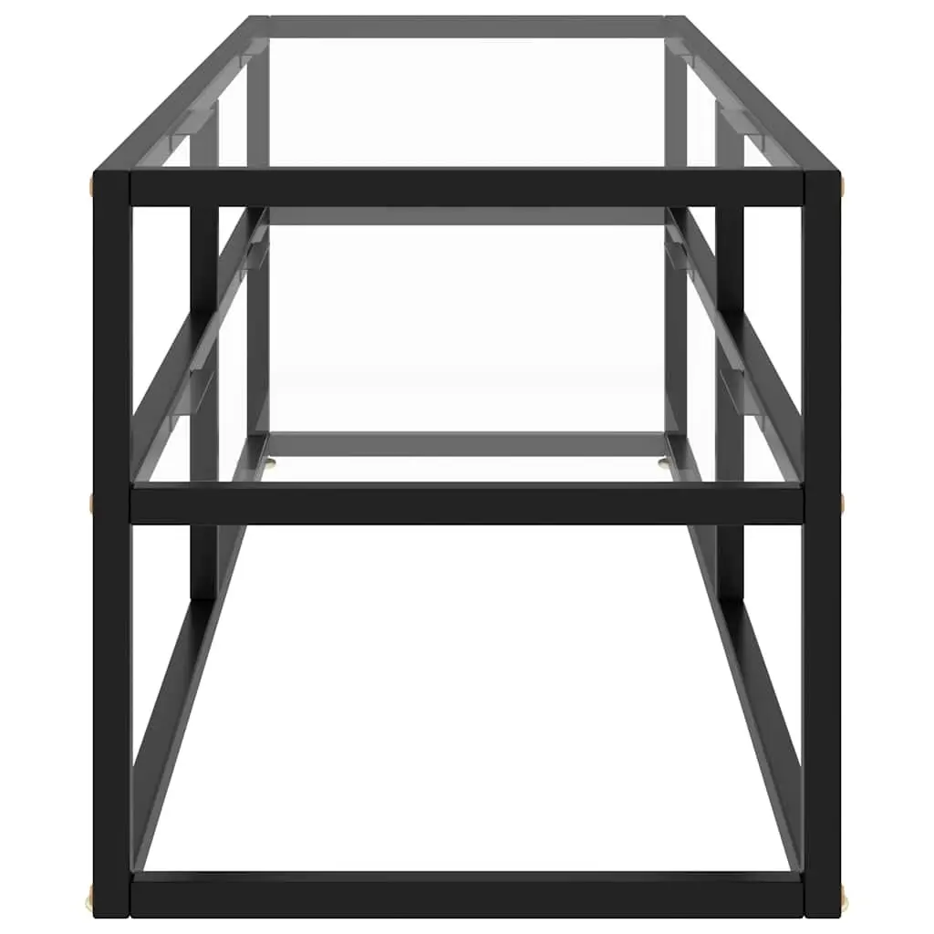 Black TV Stand with Tempered Glass Shelves for Living Room Furniture 120x40x40cm