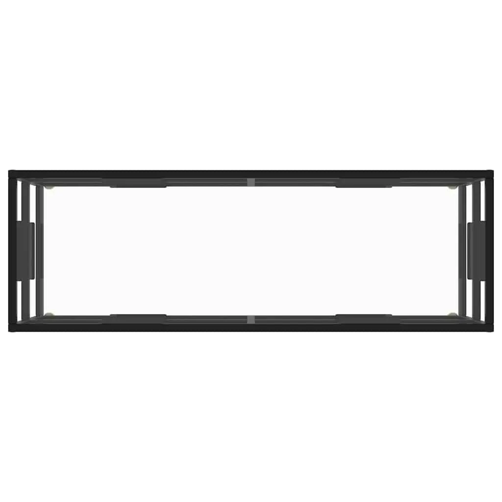 Black TV Stand with Tempered Glass Shelves for Living Room Furniture 120x40x40cm