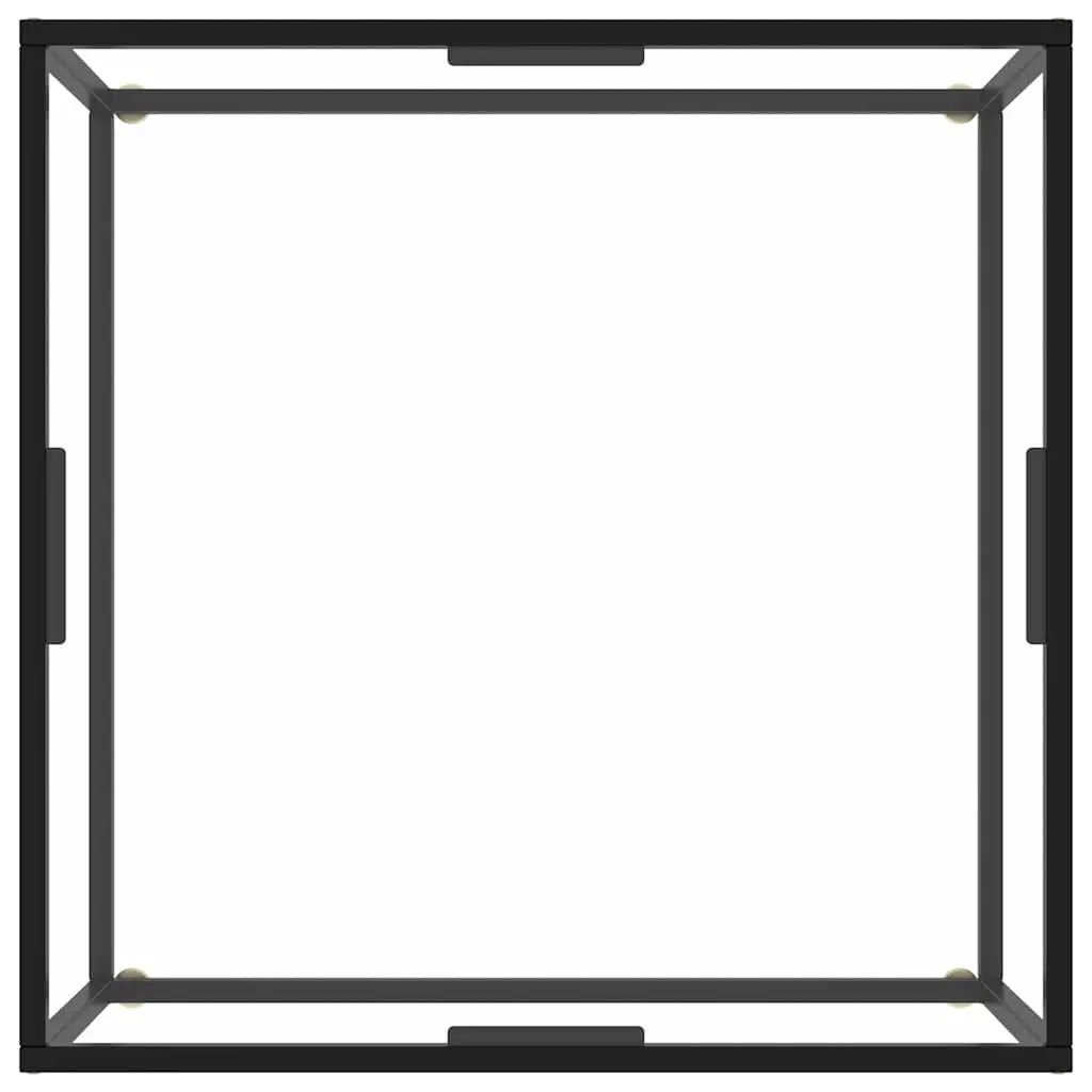 Black Coffee Table Tempered Glass Top Steel Frame Living Room Furniture