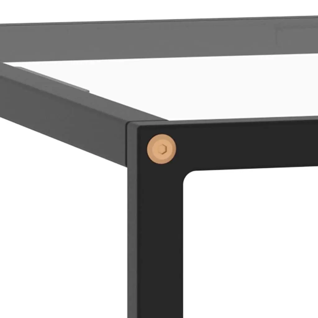 Black Coffee Table Tempered Glass Top Steel Frame Living Room Furniture