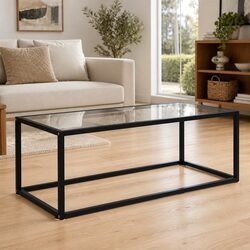 Reliable Black Coffee Table with Tempered Glass Top