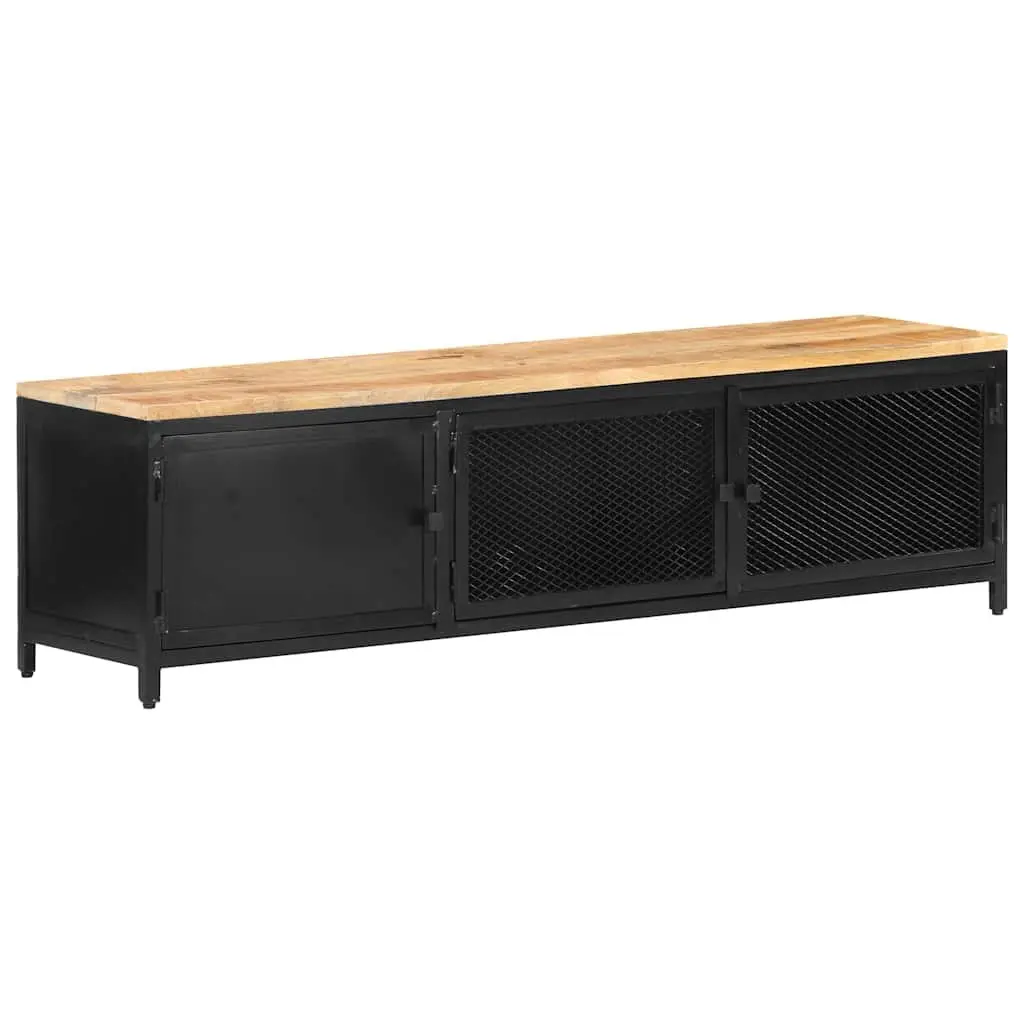 TV Cabinet Industrial Storage Unit 130x30x37 cm Black Mango Wood