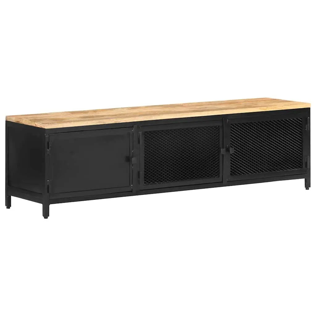 TV Cabinet Industrial Storage Unit 130x30x37 cm Black Mango Wood