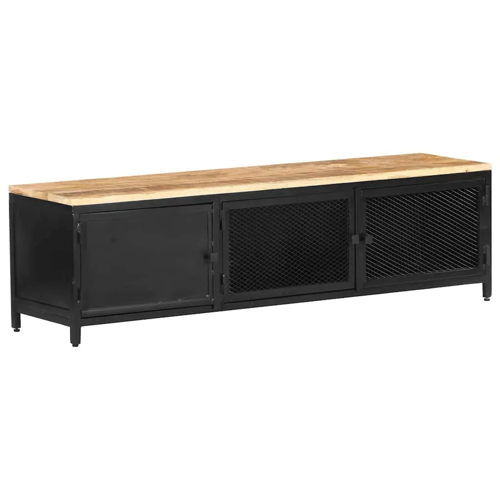 TV Cabinet Industrial Storage Unit 130x30x37 cm Black Mango Wood