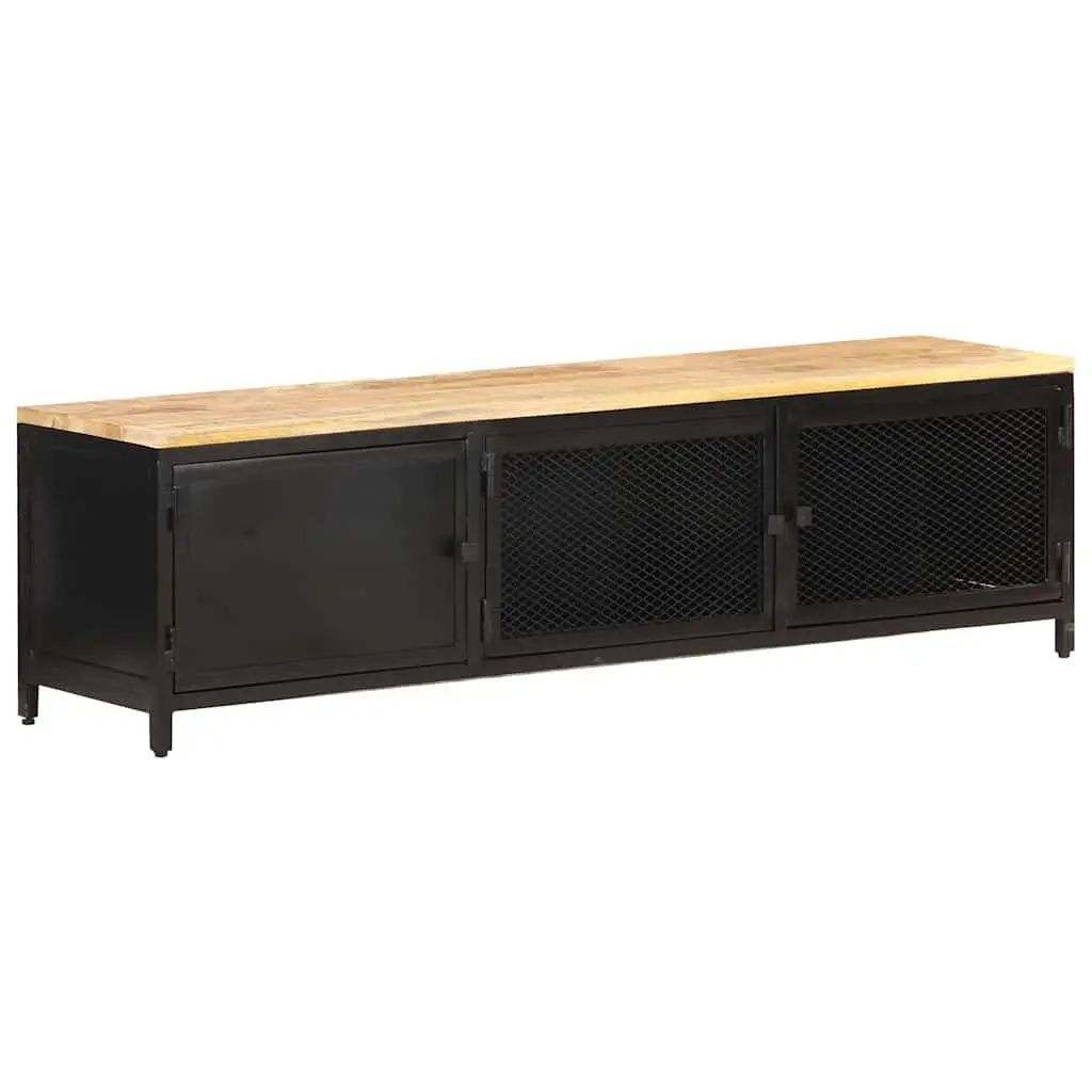 TV Cabinet Industrial Storage Unit 130x30x37 cm Black Mango Wood