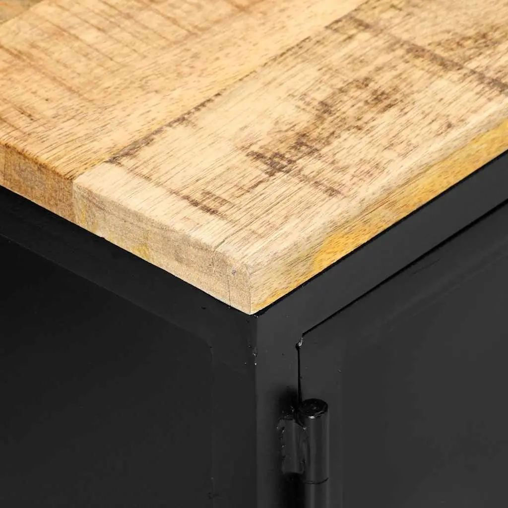 TV Cabinet Industrial Storage Unit 130x30x37 cm Black Mango Wood