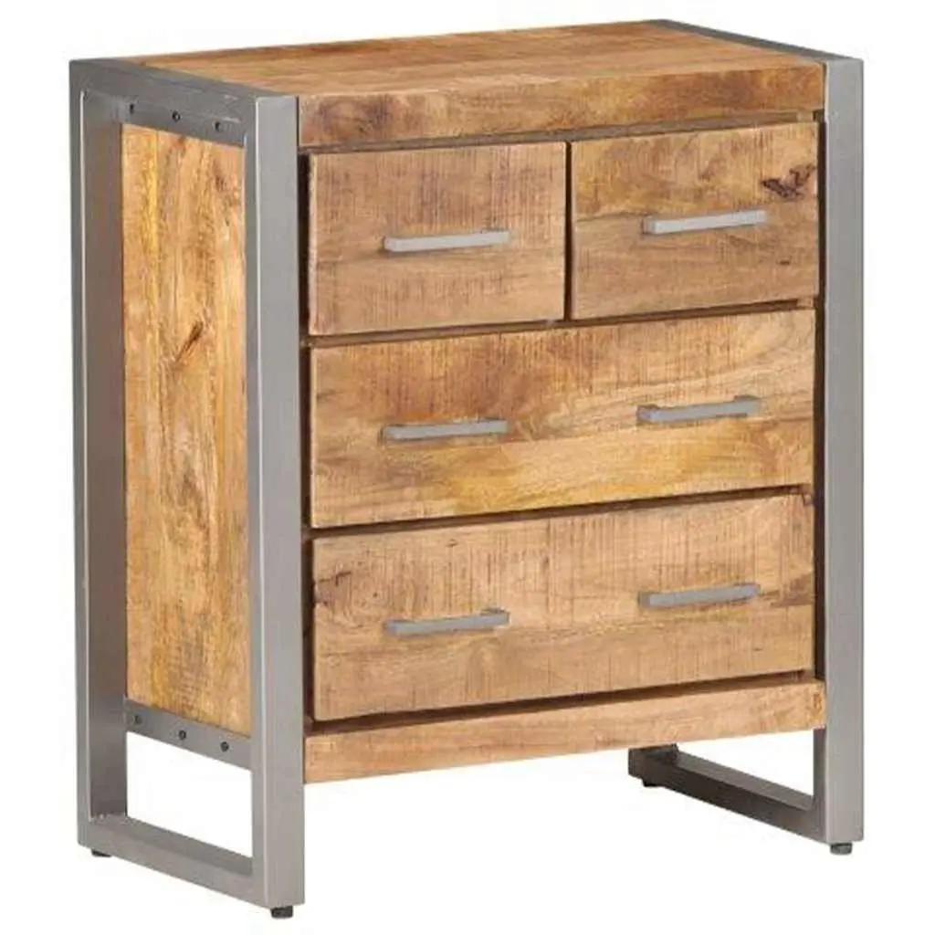 Sideboard 60x35x70 cm Brown Rough Mango Wood Storage Cabinet Four Drawers