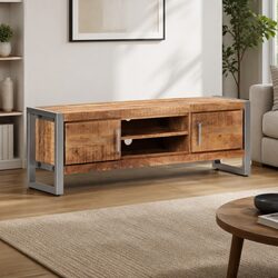 Durable TV Cabinet in Rough Mango Wood for Value