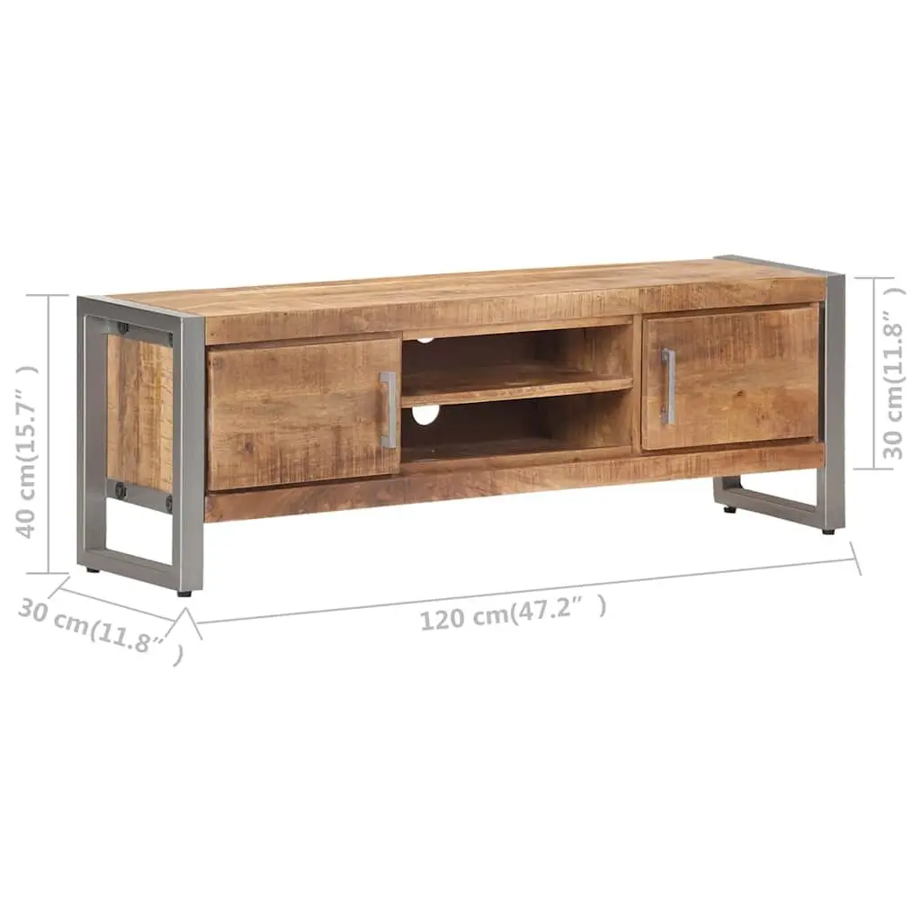 TV Cabinet 120x30x40 cm Rough Mango Wood Industrial Style Media Storage Unit